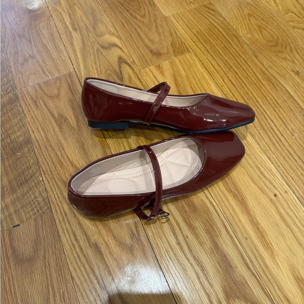 Red Leather Mary Jane flats